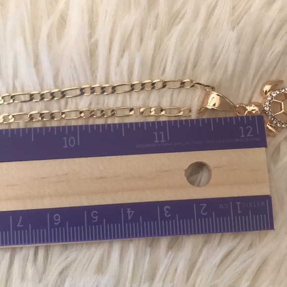 Gold plated turtle Charm with rhinestone with Necklace - Picture 6 of 7